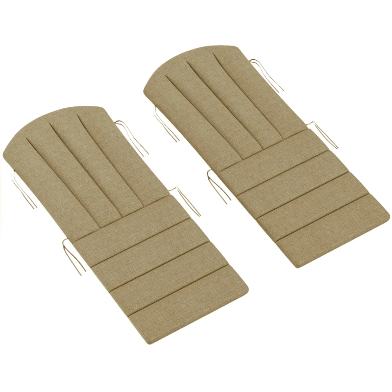 Outsunny Set of 2 Patio Chair Cushions, High Back Adirondack Chair Cushion with Ties, High-Density Foam, Beige