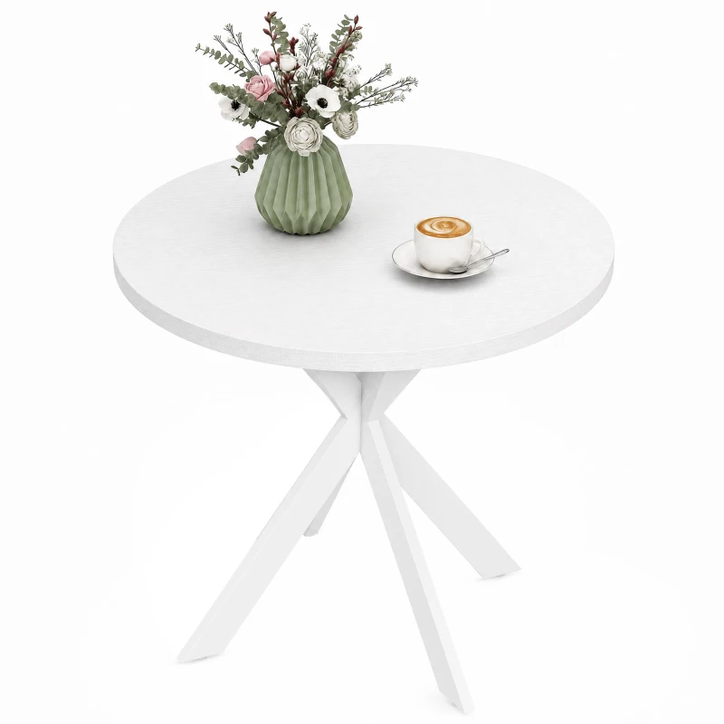 HOMCOM 29" Dining Table, Contemporary Round Kitchen Table with Steel Legs, White