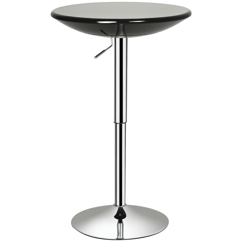 HOMCOM Round Cocktail Bar Table Metal Base Tall Bistro Pub Table Adjustable Counter Height Black Silver