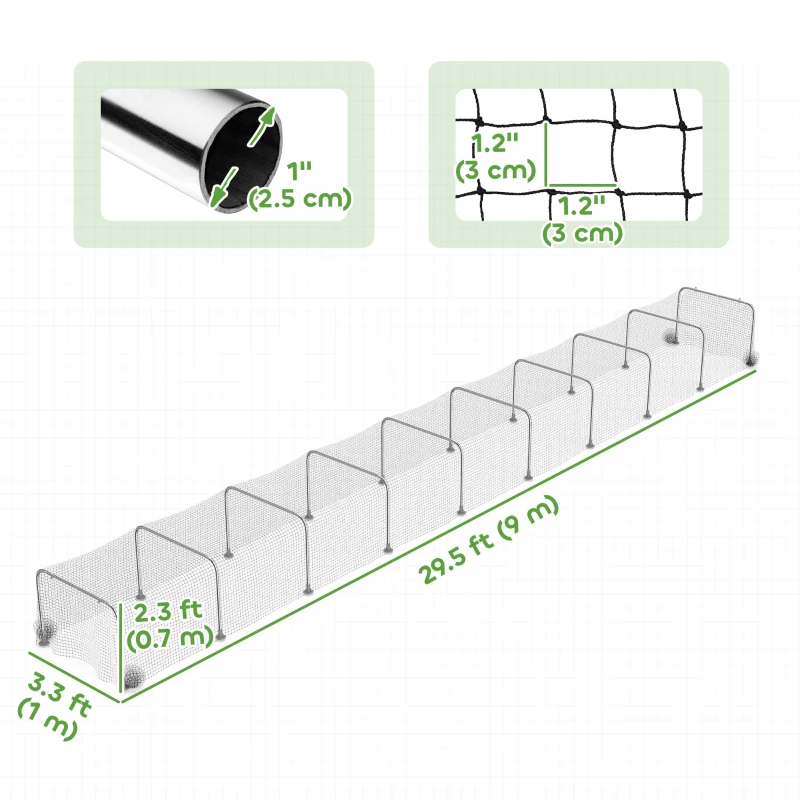 PawHut Extra Long Chicken Tunnel for Outside, 354" x 39" Galvanized Steel Chicken Run for 10-15 Chickens or Ducks