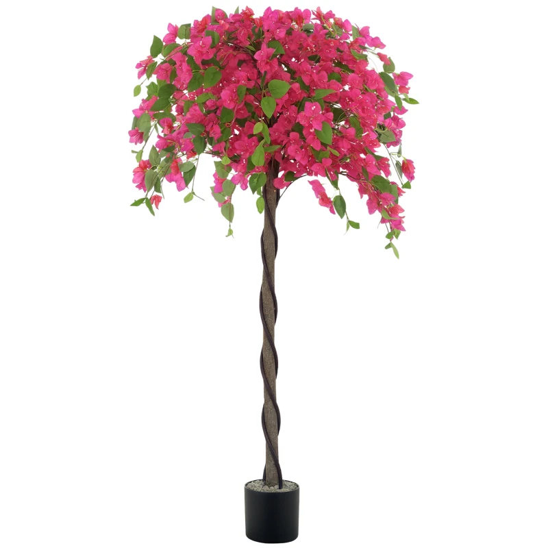HOMCOM Decorative Artificial Plant, Murraya Flowers in Pot, Fake Plant for Home Indoor Decor, 59 inch, Purple and Red
