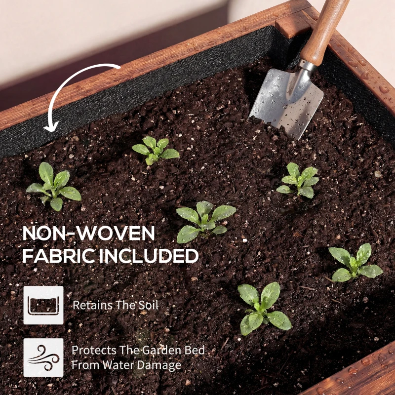 Outsunny Raised Garden Bed with Wheels & Drainage Holes, Outdoor Planter Box with Liner for Patio Balcony