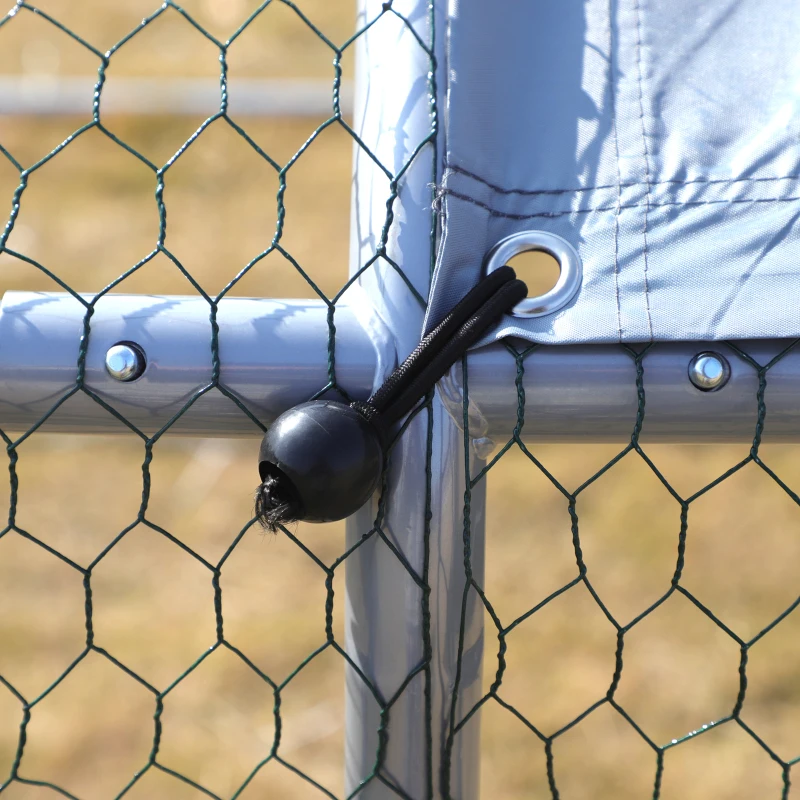 PawHut Large Chicken Coop Metal Chicken Run for Chicken with Waterproof and Anti-UV Cover, Spire Shaped Walk-in Fence Cage Hen House for Outdoor and Yard Farm Use, 1.26" Dia, 9.8' x 19.7' x 6.4'