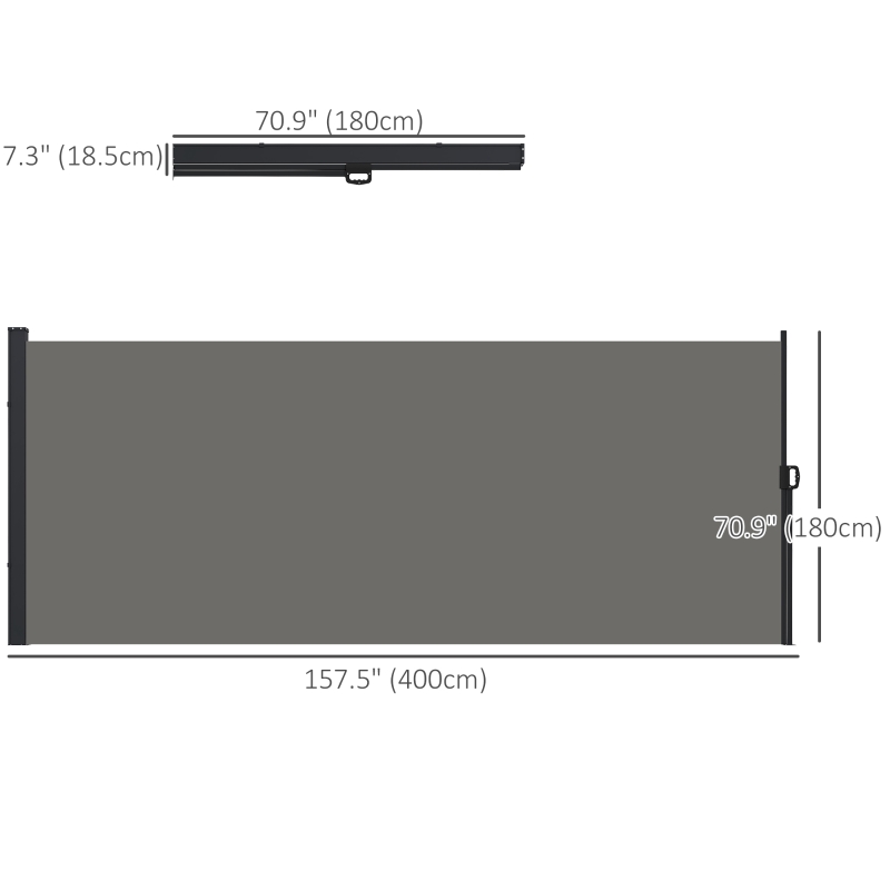 Outsunny 13' x 6' Retractable Side Awning, Outdoor Privacy Screen for Garden, Hot Tub, Balcony, Terrace, Pool, Dark Grey