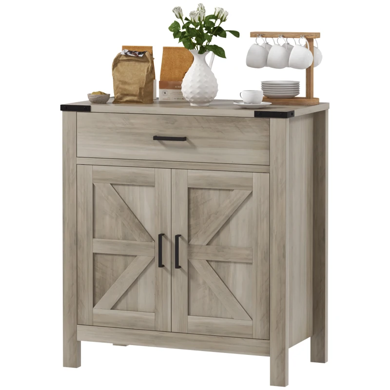 HOMCOM Sideboard Buffet Cabinet, Farmhouse Kitchen Storage Cabinet w/ Drawer and Shelf for Living Room, Entryway