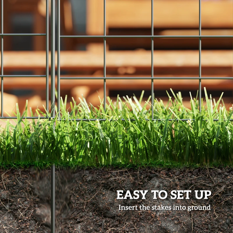 Outsunny Metal Garden Fence, Decorative Fence Set of 6, 181.1" x 38.2", Vegetable Fence, Path Border, Garden Edging, Black