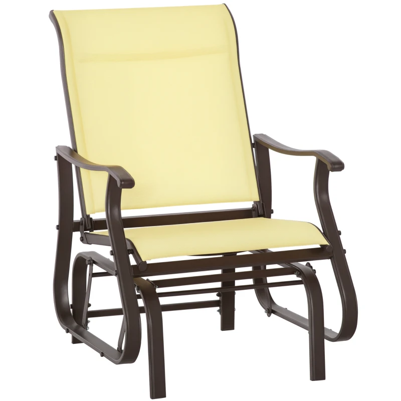 Outsunny Outdoor Glider Chair, Patio Glider with Steel Frame and Mesh Fabric, Outdoor Chair for Backyard, Garden, Porch, Beige