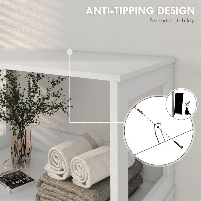 kleankin Farmhouse Bathroom Storage Cabinet, Linen Cabinet with Drawer and Shelves, 23.5" x 13" x 48.5", White