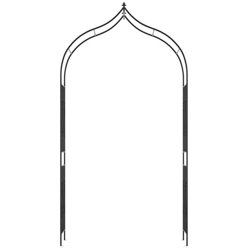 Outsunny 8.7FT Garden Arch Trellis, Outdoor Wedding Arbor for Ceremony with Scrollwork Design for Climbing Roses, Vines and Plants