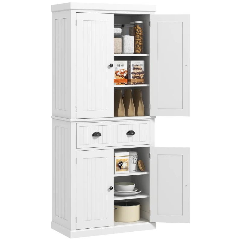 HOMCOM Tall Colonial Style Free Standing Kitchen Pantry Storage Cabinet