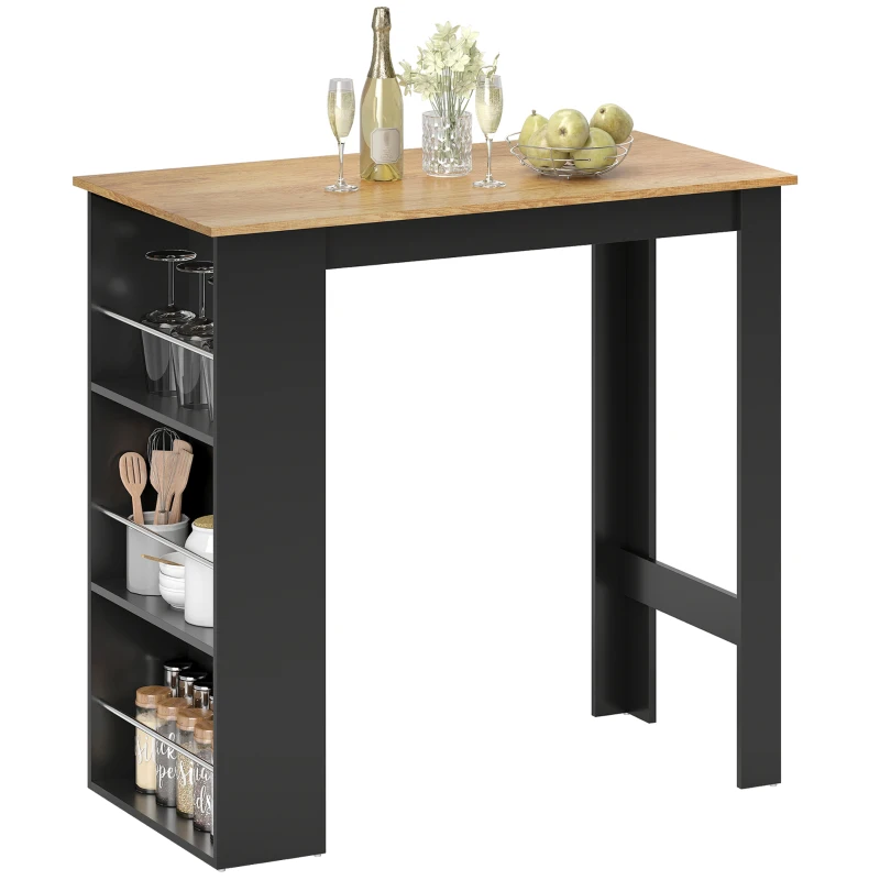HOMCOM Modern Bar Table, Counter Height Dining Table with 3 Storage Shelves for Kitchen, Dining Room, Living Room, Walnut