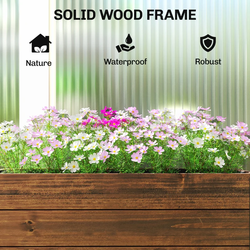 Outsunny Raised Garden Bed with Wheels & Drainage Holes, Outdoor Planter Box with Liner for Patio Balcony