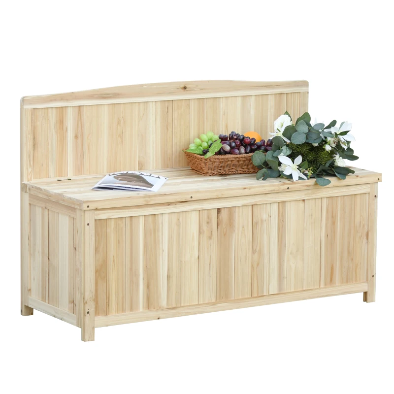 Outsunny Wooden Outdoor Garden Bench with Storage Box, Outdoor Patio Seating, 45.3" x 17.7" x 29.5", Natural