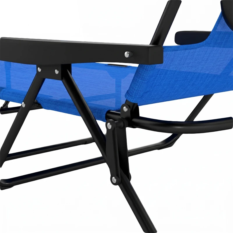 Outsunny Folding Lounge Chair w/ Reclining Back, Dark Blue