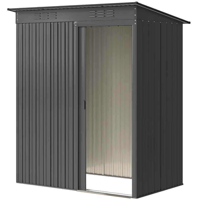 Outsunny 5.2' x 3.5' Outdoor Storage Shed, Easy to Assemble Metal Garden Shed, for Backyard, Lawn, Patio, Dark Grey
