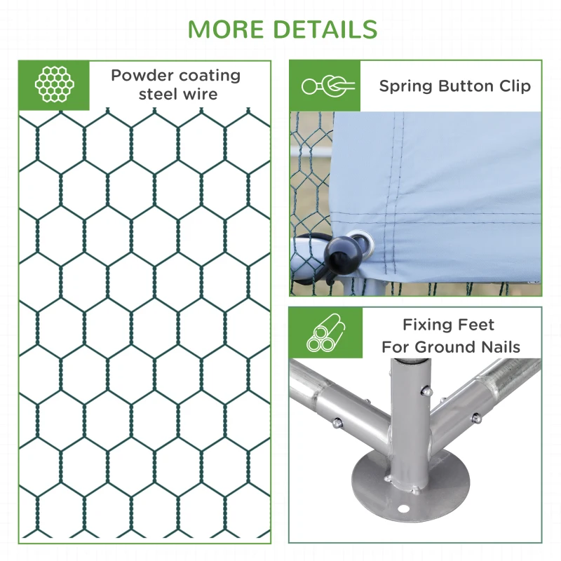 PawHut Large Metal Chicken Run with Water-Resistant and Anti-UV Cover, Door, for 20-24 Chickens, Silver