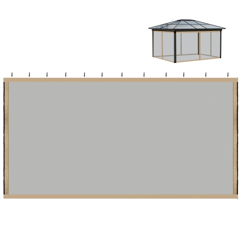 Outsunny Gazebo Replacement Mosquito Netting 10' x 10' Black Screen Walls for Canopy with Zippers for Parties and Outdoor Activities