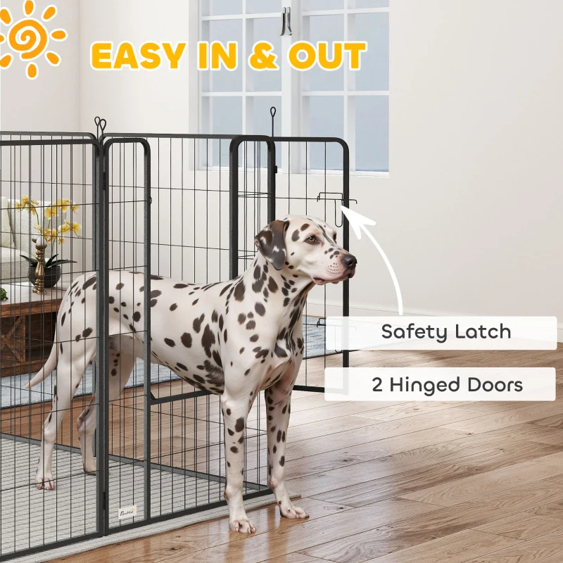 PawHut Heavy Duty Pet Playpen, 16 Panels Steel Dog Fence Puppy Exercise Pen with 2 Doors Locking Latch, 47" Height