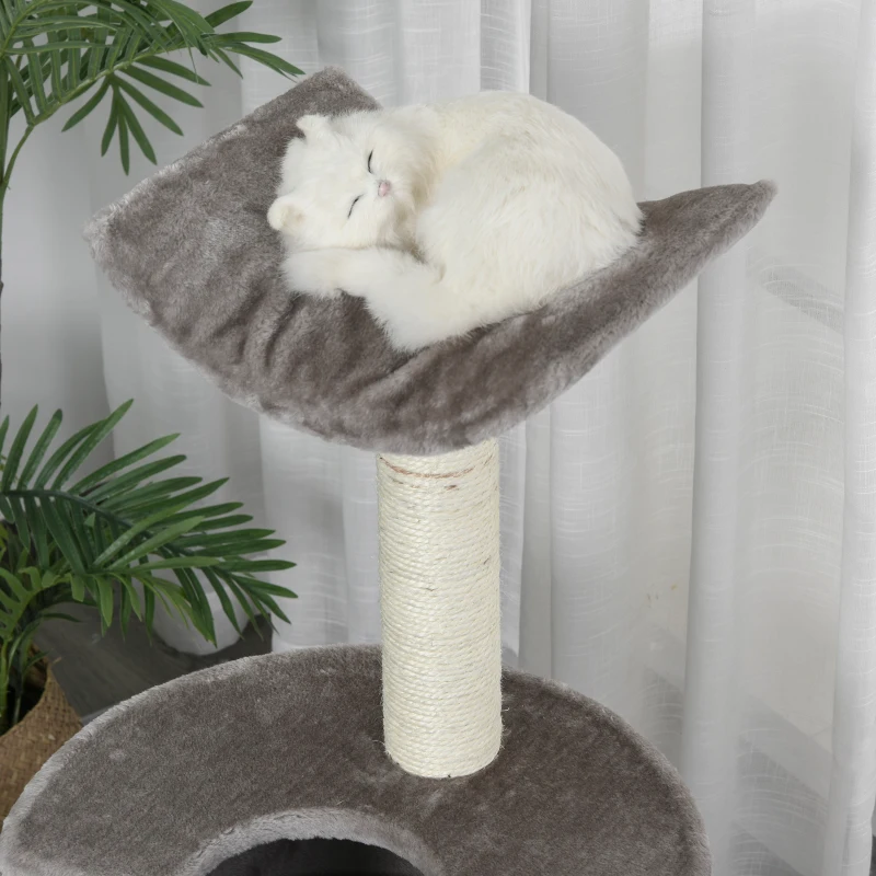 PawHut 43" Plush Cat Tree Activity Condo with Sisal Scratching Posts, Elevated Comfortable Perch, & Roomy Interior Area