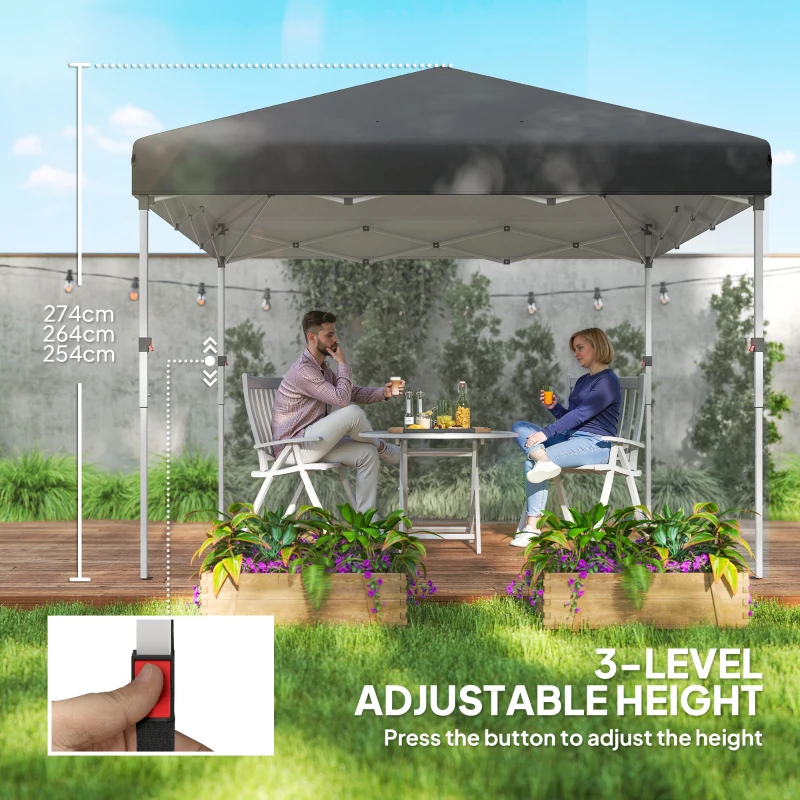 Outsunny 10' x 10' Pop Up Canopy with Sidewalls, Roller Bag, Height Adjustable Instant Tent for Outdoor, Garden, Patio, Black