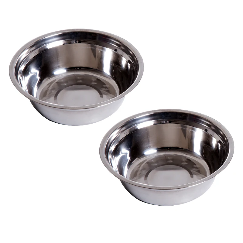 PawHut 6" Height Small Puppy Dog Feeding Station for Messy Pets, Stainless Steel Elevated Dog Bowls with Modern Wooden Frame, Dog Food Stand Pet Feeding Station, Dark Brown