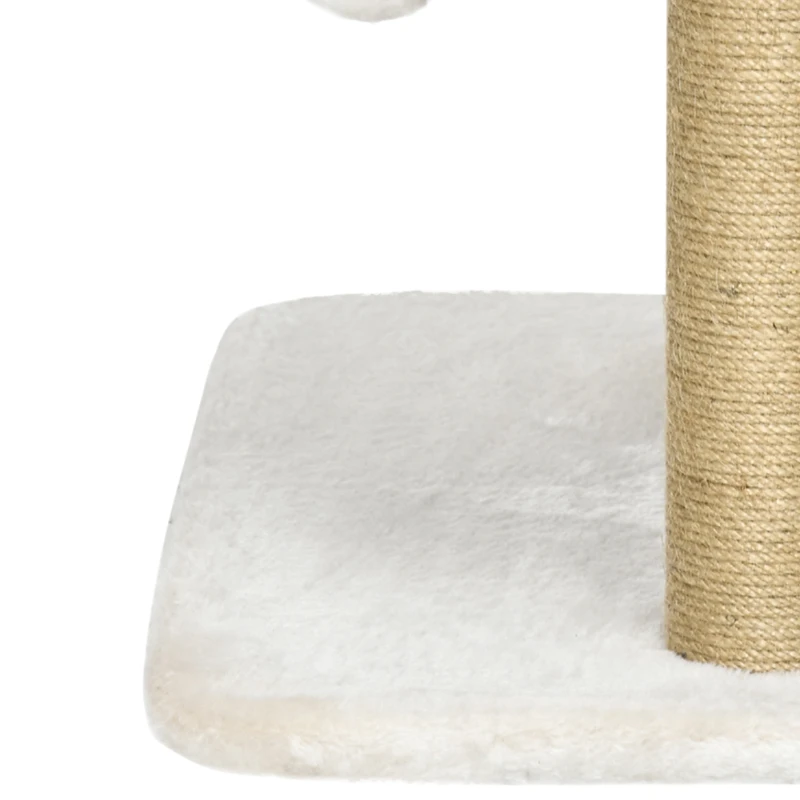 PawHut Cat Tower Condo for Indoor Cats, Small Cat Tree with Jute Scratching Posts, Top Perch, Dangling Balls, White