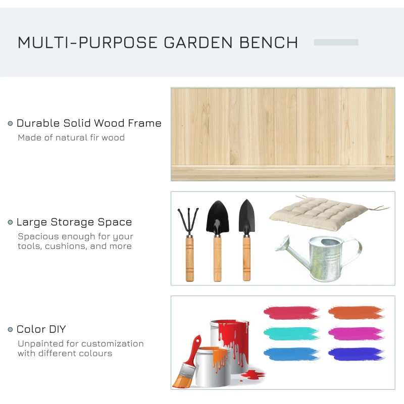 Outsunny Wooden Outdoor Garden Bench with Storage Box, Outdoor Patio Seating, 45.3" x 17.7" x 29.5", Natural