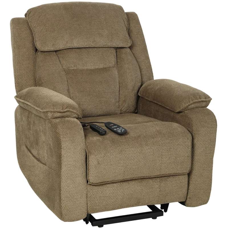 HOMCOM Power Recliner Chair with Massage, Electric Lift Chair for Elderly with Side Pockets, 2 Memory Positions, Remote, Brown