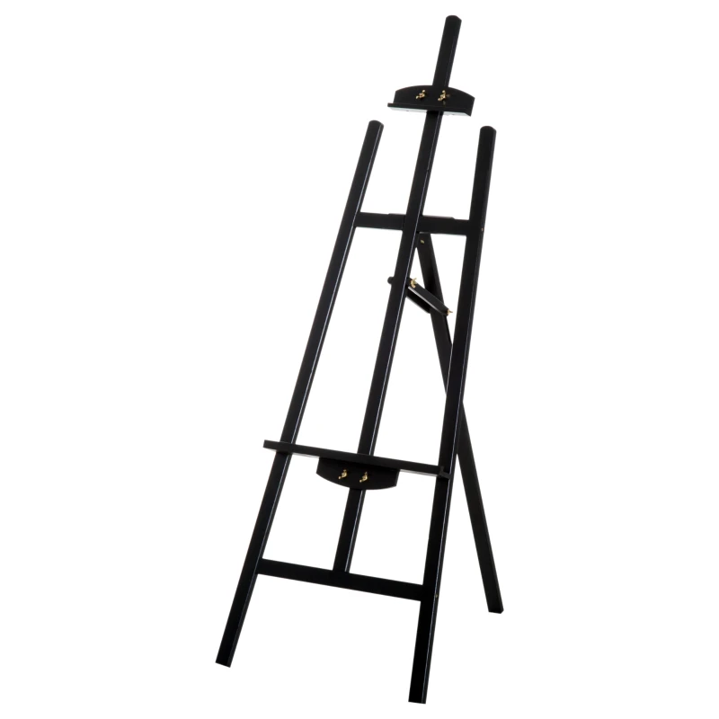 HOMCOM 55" Beech Wood Adjustable Folding Art Easel Stand that Tilts up to 90° Degrees with Sturdy Material, Black
