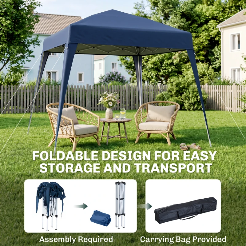 Outsunny 8' x 8' Pop Up Canopy, Outdoor Folding Tent, Portable Party Tent with Carrying Bag for Camping, Party, Picnic, Blue