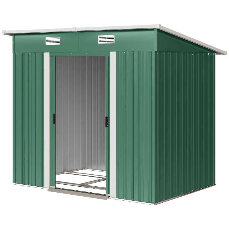 Outsunny 7'x 4' Metal Patio Storage Shed Garden Lockable Shed Tool Utility Storage Unit, Green