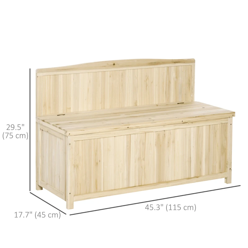 Outsunny Wooden Outdoor Garden Bench with Storage Box, Outdoor Patio Seating, 45.3" x 17.7" x 29.5", Natural