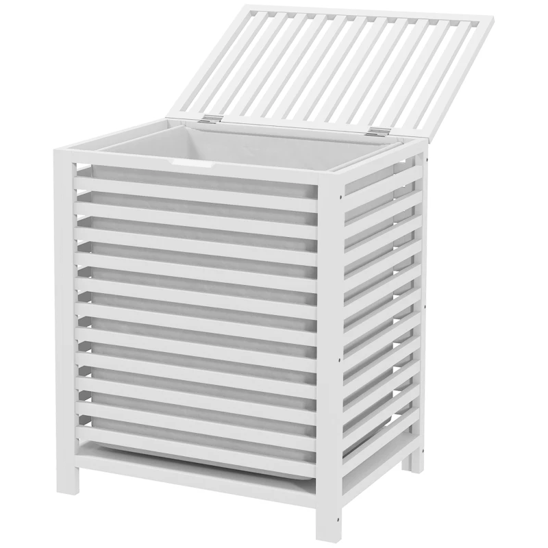 HOMCOM Laundry Basket, Laundry Hamper with Removable Liner Bag, 55L, White