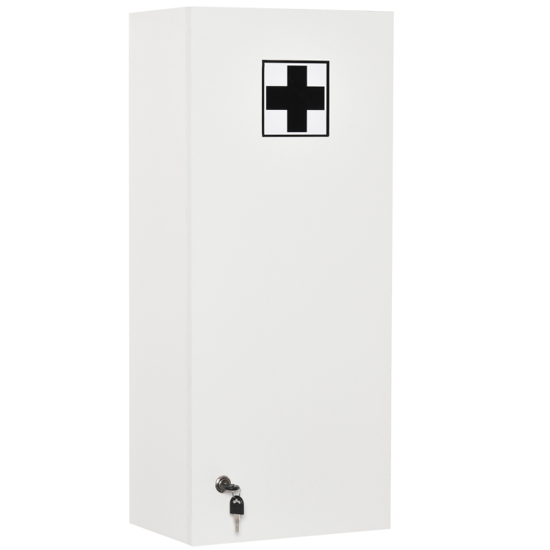 kleankin Wall Mount Medicine Cabinet, 5-tier Lockable Bathroom Cabinet with 2 Keys and Adjustable Shelves, White