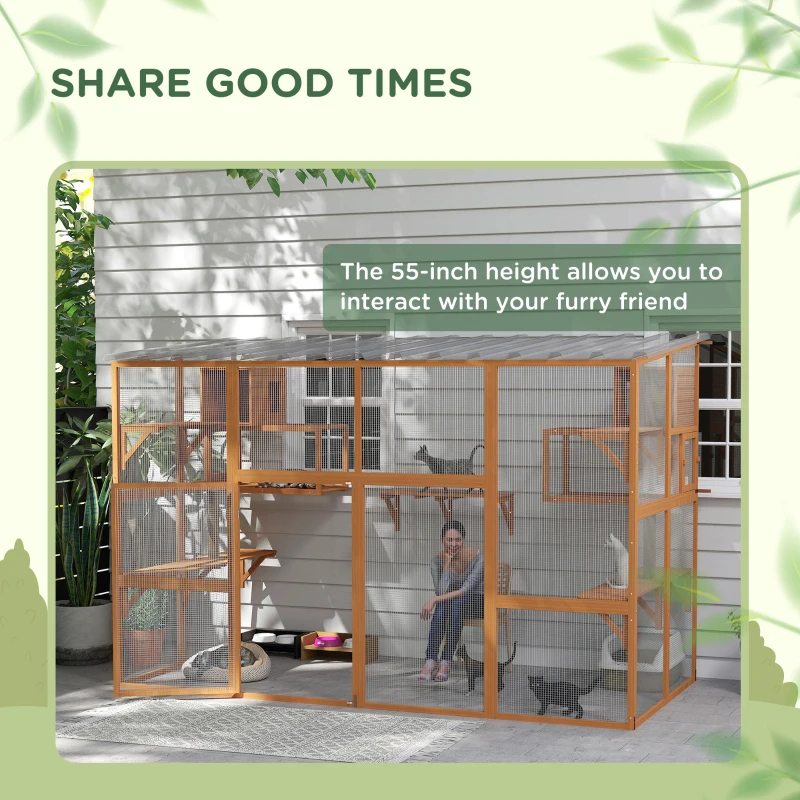 PawHut Catio, Playground Cat Window Box Outside Enclosure W/ Scratching Post