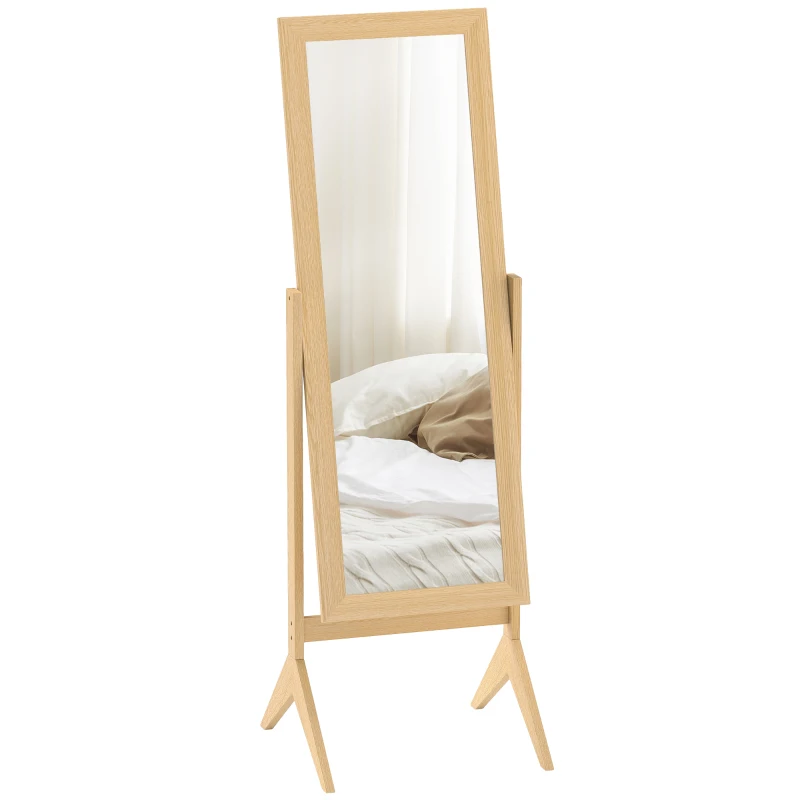 HOMCOM Adjustable Angle Dressing Full Length Mirror, Oak