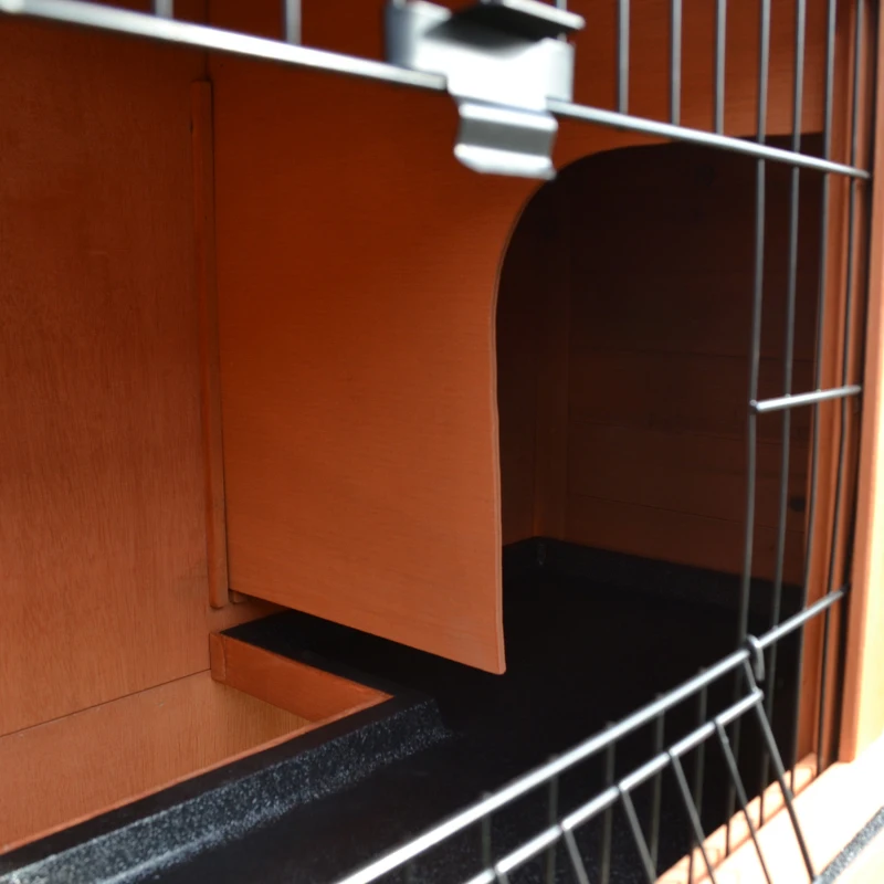PawHut 40" Wooden Rabbit Hutch Bunny Cage Small Animal House with No Leak Tray, Ramp, Weatherproof Roof for Outdoor