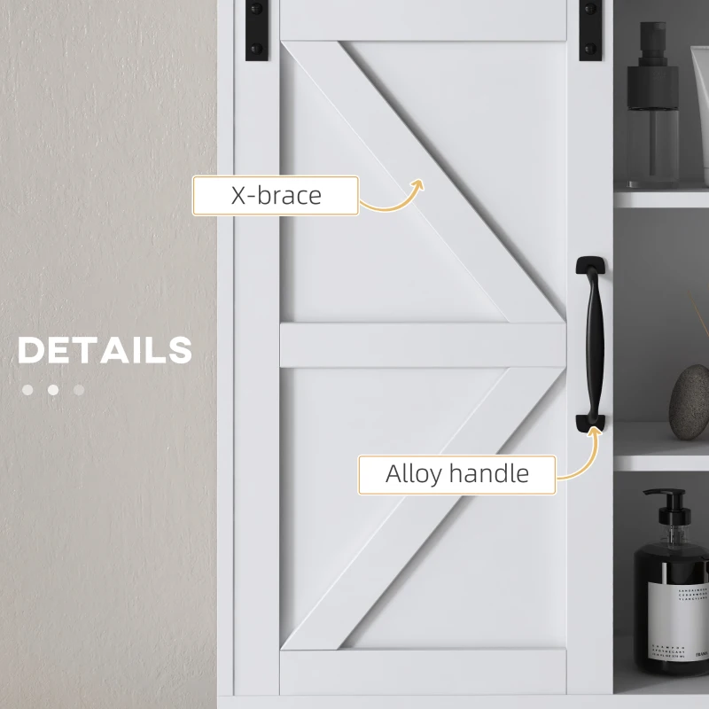 kleankin Bathroom Medicine Cabinet, Wall Cabinet with Sliding Door and Adjustable Shelf, 22.8" x 7.8" x 24.4", White