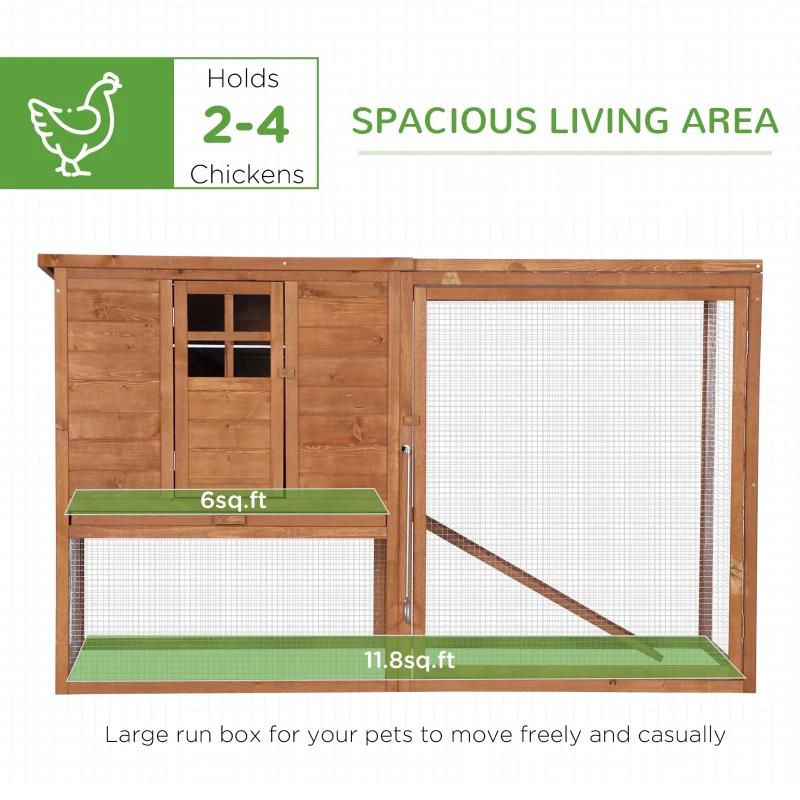 PawHut 66" Chicken Coop Kit Wooden Chicken House Rabbit Hutch Poultry Cage Hen Pen Backyard with Outdoor Run and Nesting Box