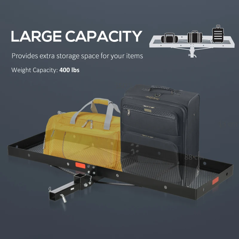 Aosom Hitch Mount Cargo Carrier, 59''x19''x5'' Folding Luggage Basket with 350 lbs Capacity Fits 2'' Receiver for Car SUV