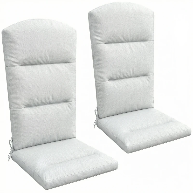 Outsunny Patio Chair Cushions for Adirondack Chair Replacement Cushions with Back and Ties, Set of 2, Light Grey