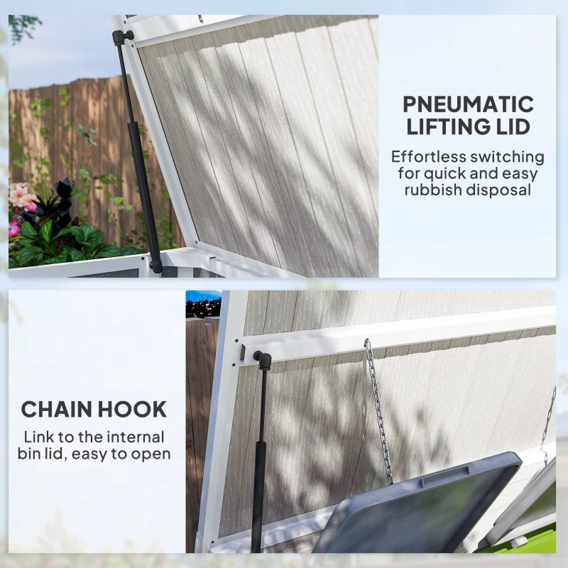 Outsunny 41 Cu. Ft. Outdoor Storage Shed, Outdoor Horizontal Trash Can Storage with Chain Lid, Lockable Storage Box, Light Grey