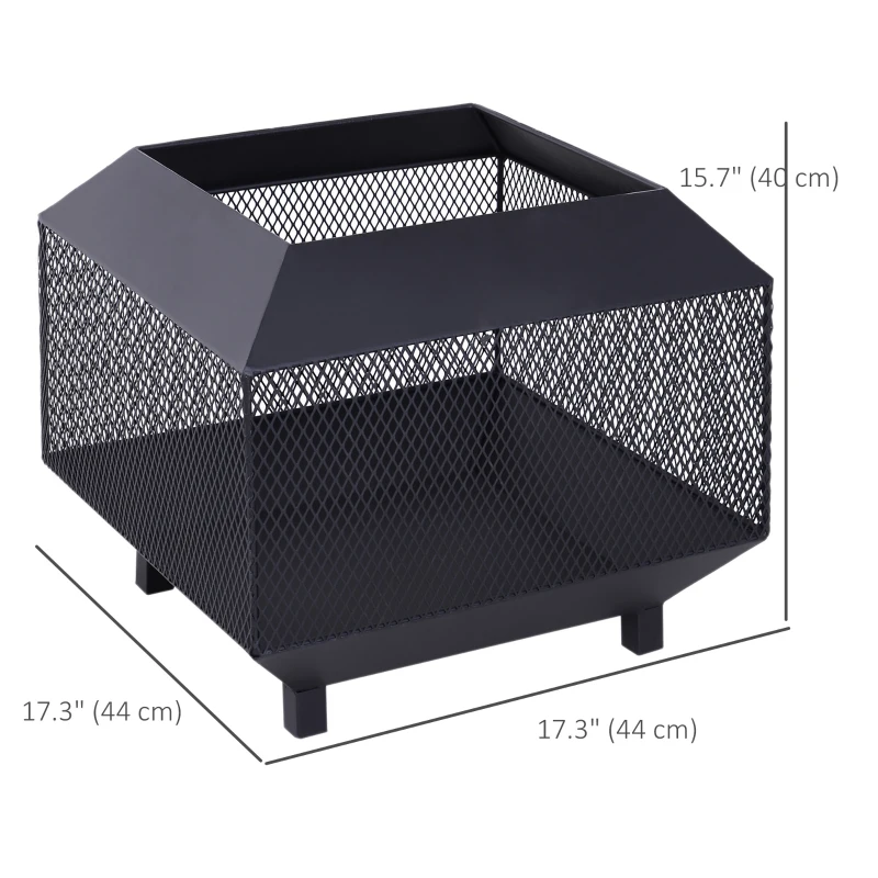 Outsunny 17" Outdoor Fire Pit with Fire Poker, Wood Burning Firepits, Portable Firepit for Patio Backyard Bonfire Camping, Black
