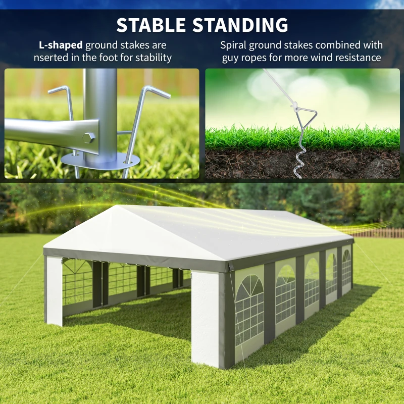 Outsunny 20'x33' Heavy Duty Large Party Tent & Carport with Removable Sidewalls, Portable Garage Canopy Tent, Grey