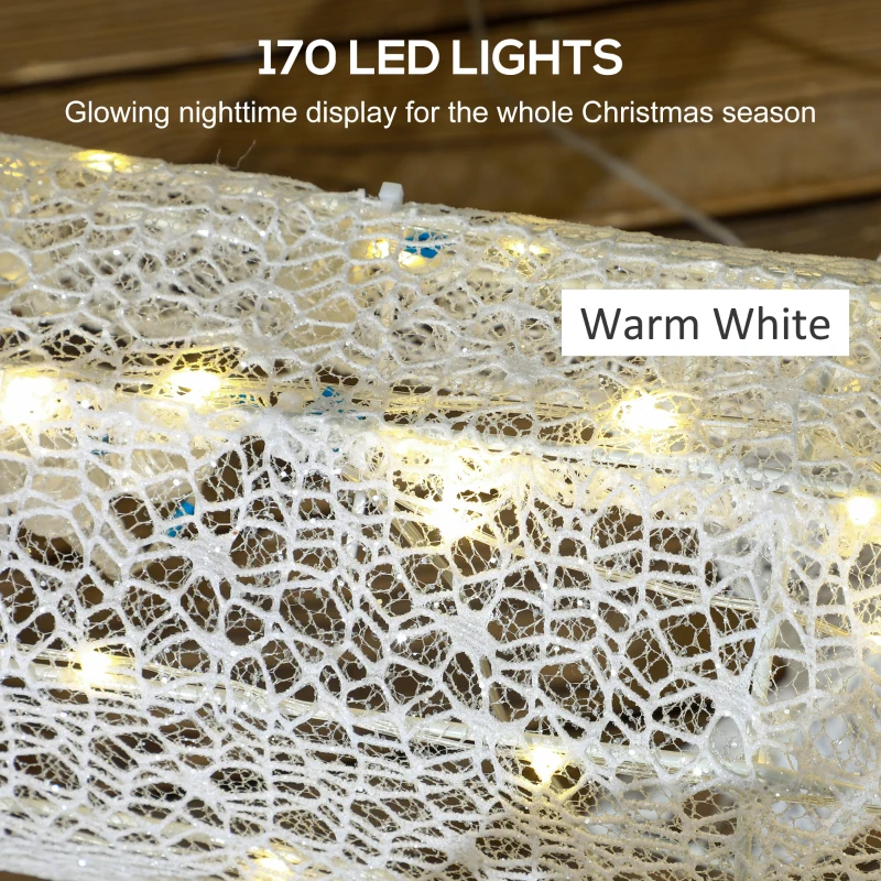 Outsunny Outdoor Lighted Deer Xmas Decor, Light Up Reindeer Christmas Decoration w/ 170 LED Lights for Holiday, Garden, White