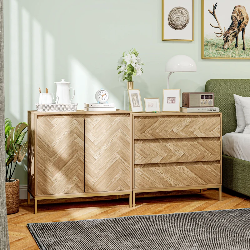 HOMCOM Bedroom Chest of Drawers with Anti-tipping Design, Storage Cabinet with 3 Drawers for Living Room, Hallway, Nature Wood