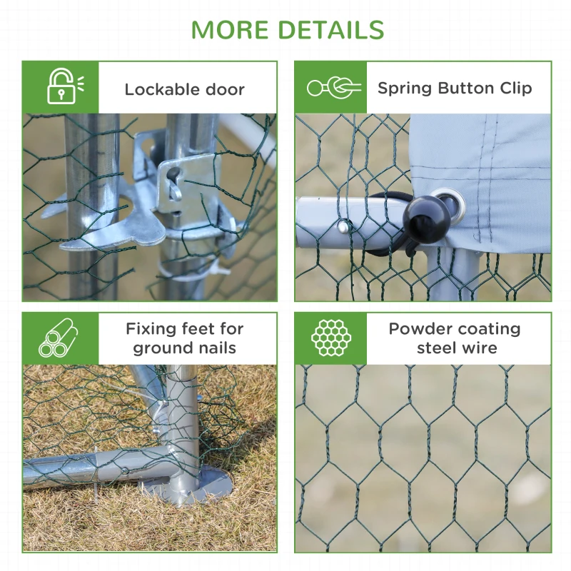 PawHut Large Chicken Coop Metal Chicken Run for Chicken with Waterproof and Anti-UV Cover, Spire Shaped Walk-in Fence Cage Hen House for Outdoor and Yard Farm Use, 1.26" Dia, 9.8' x 19.7' x 6.4'