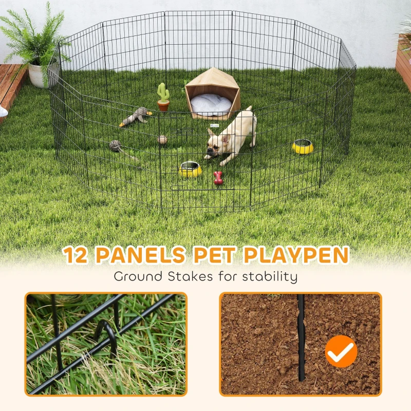 PawHut 30inch Foldable Metal Exercise Pet Playpen Yard Dog Puppy Kennel Cage 12 Panel