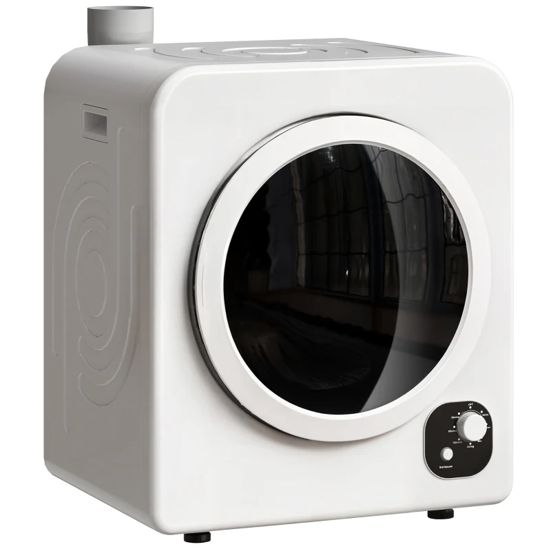 HOMCOM Compact Laundry Dryer, 1300W Portable Clothes Dryer with 4 Drying Modes, Stainless Steel Tub, White