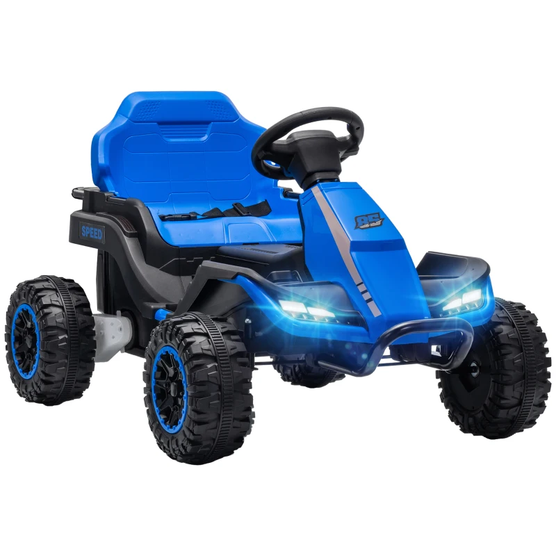 Qaba 24V Kids Ride On Car with Dual Motors, Remote, 4-Wheel Suspension, Soft Start, LED Lights, Music for 3-6 Years, Blue